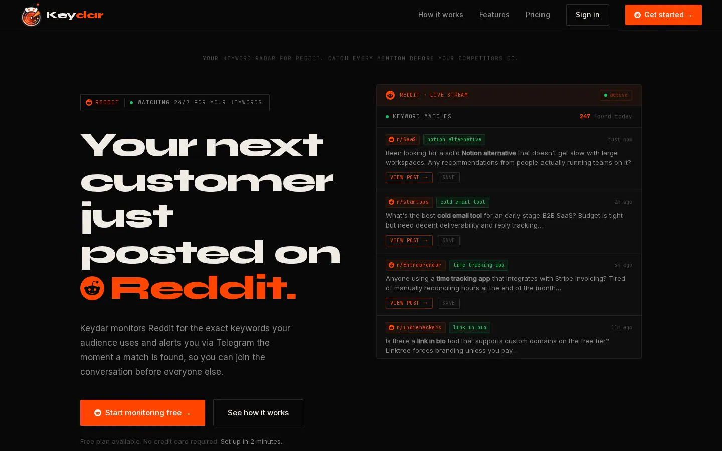 Keydar website homepage