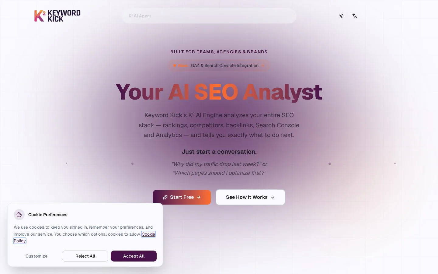 KeywordKick website homepage