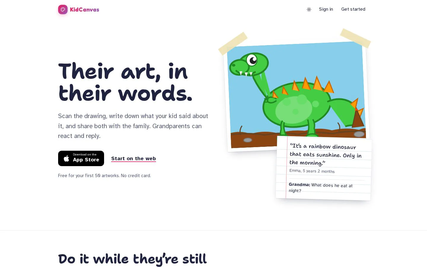 KidCanvas website homepage