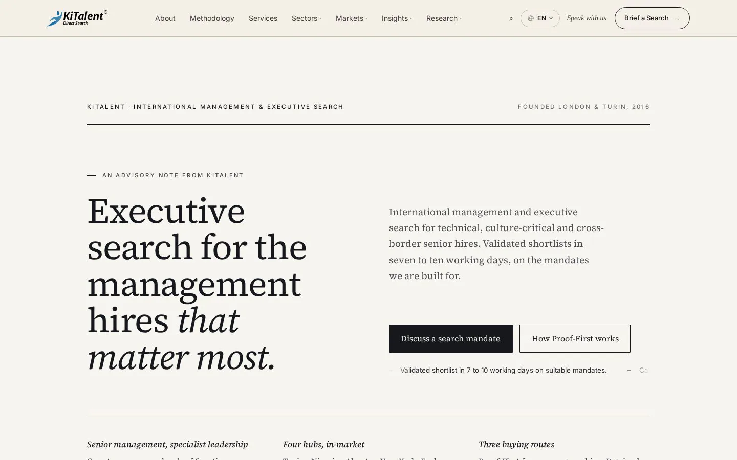 KiTalent website homepage