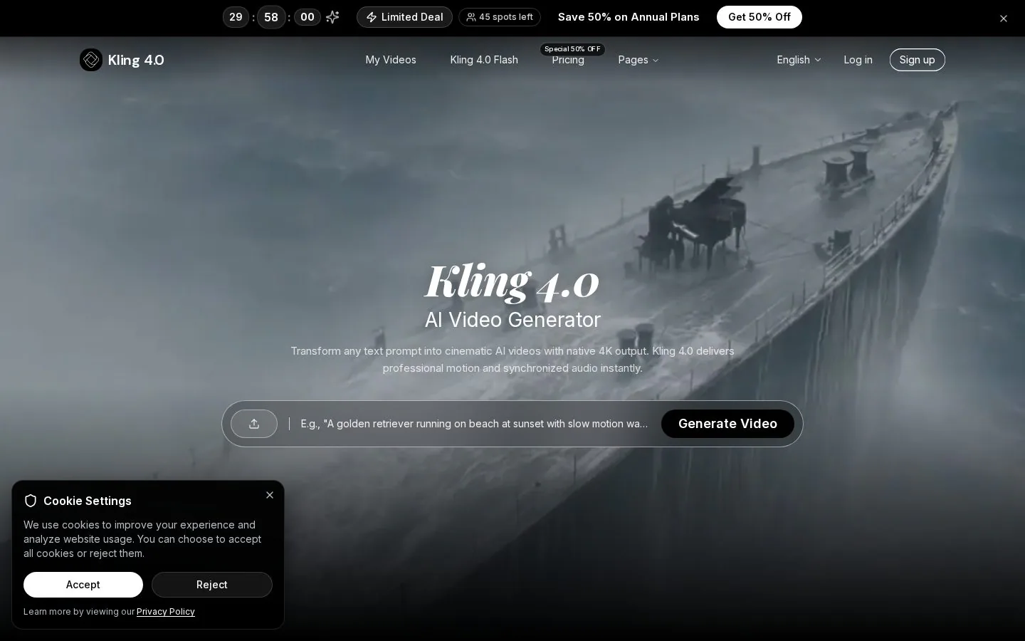 Kling 4.0 screenshot showing a video maker