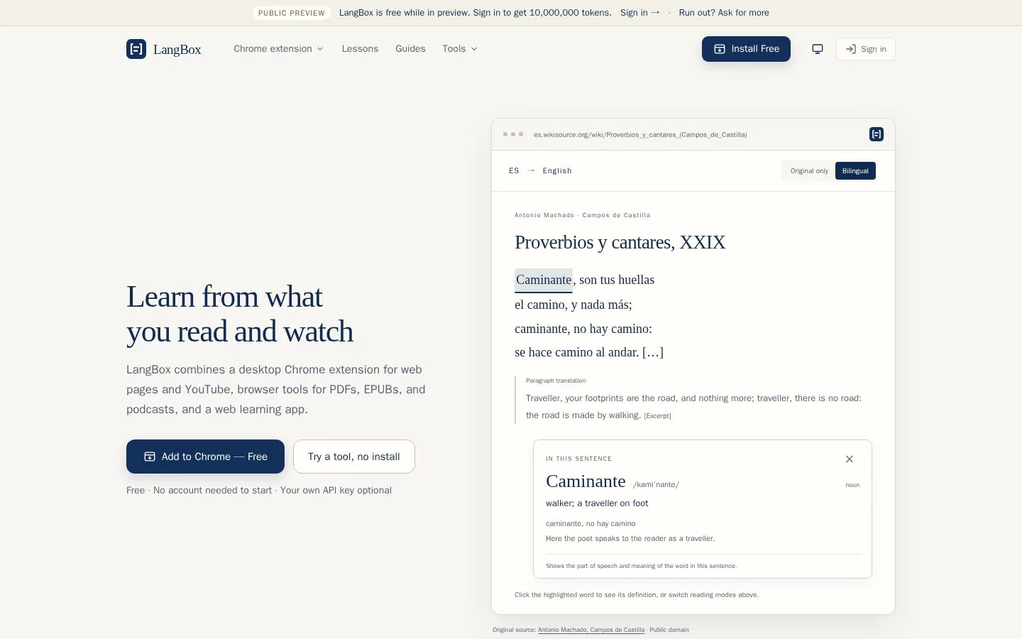 Homepage of langbox.site