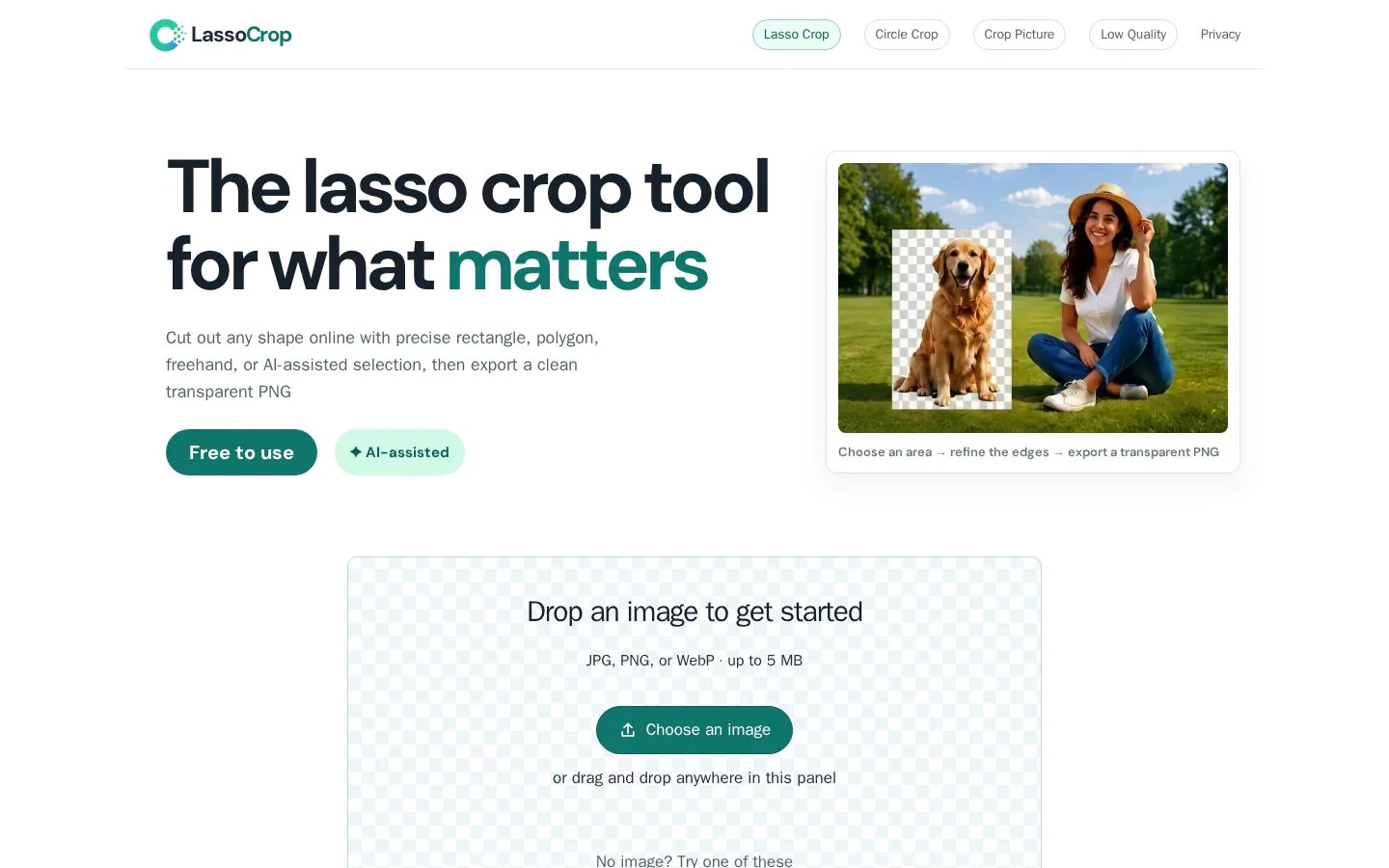 lassocrop website homepage