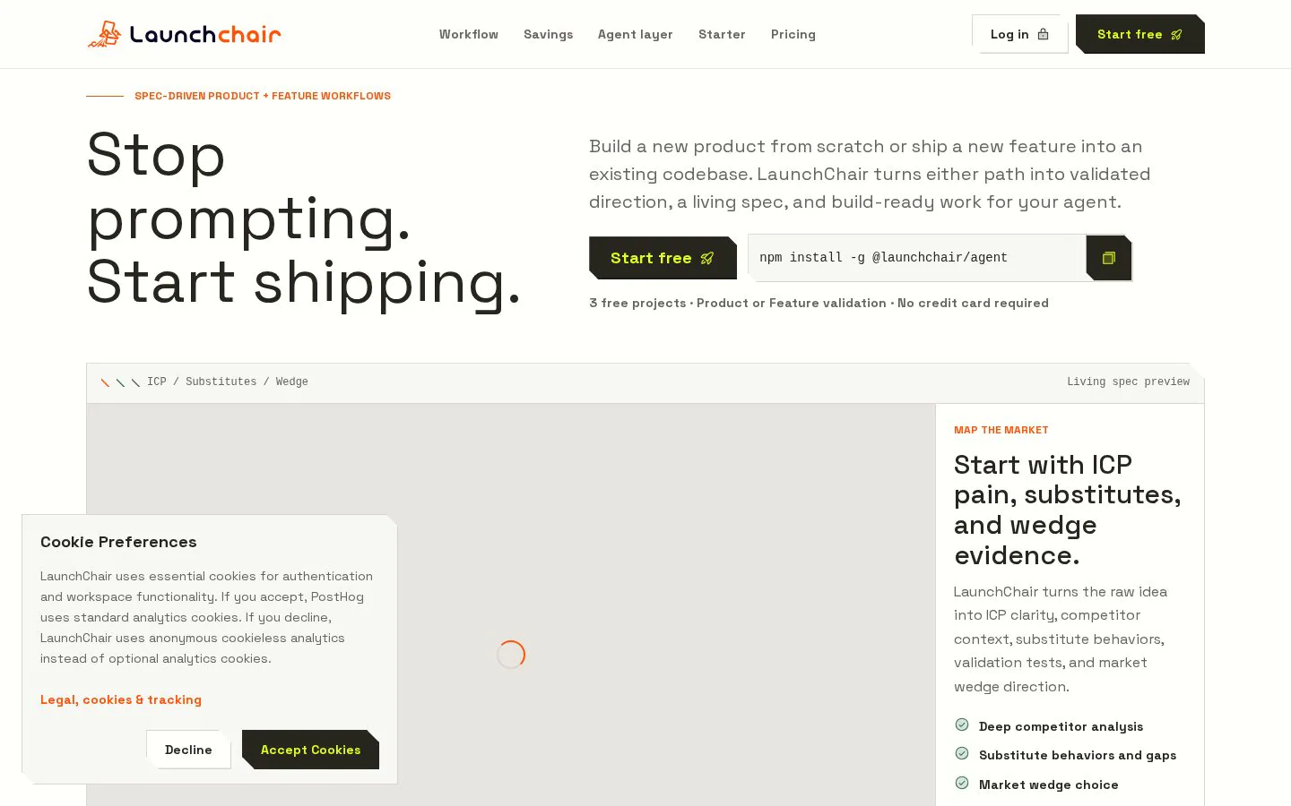 LaunchChair website homepage