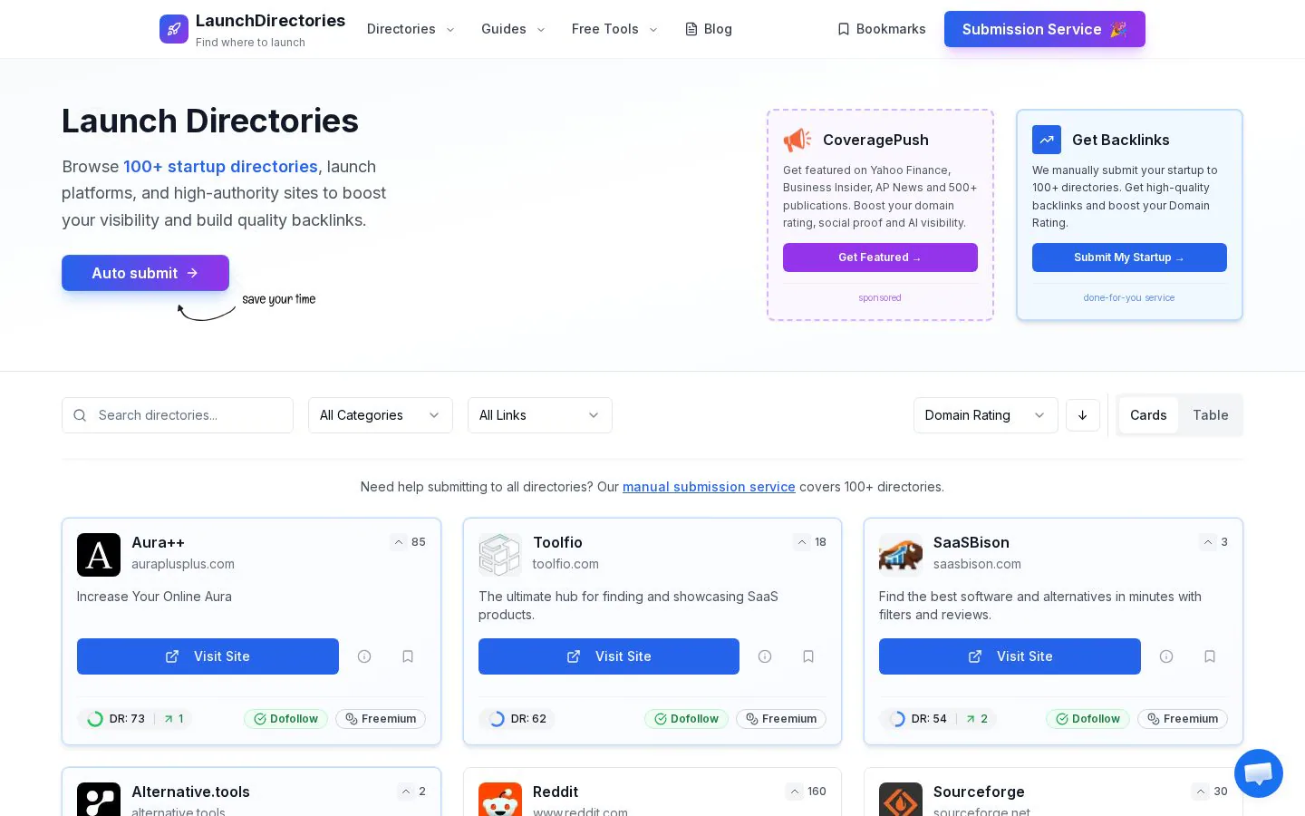 LaunchDirectories website homepage