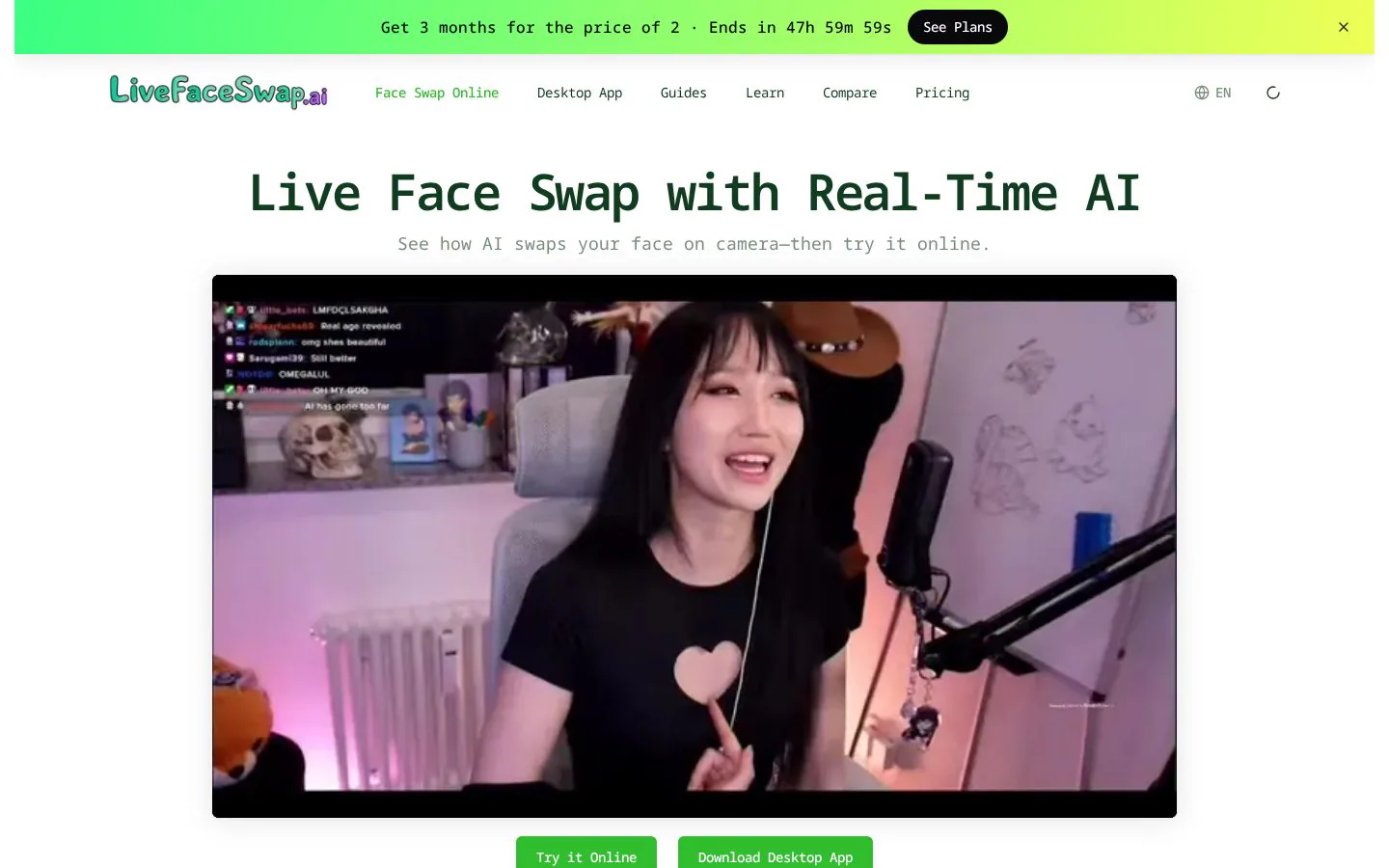 LiveFaceSwap AI website homepage