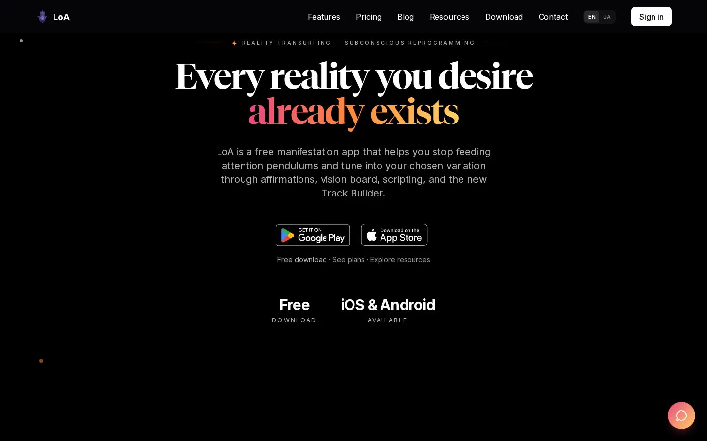 LoA website homepage