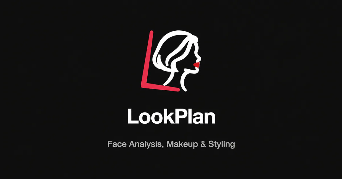 LookPlan logo with red L and white woman profile on black background