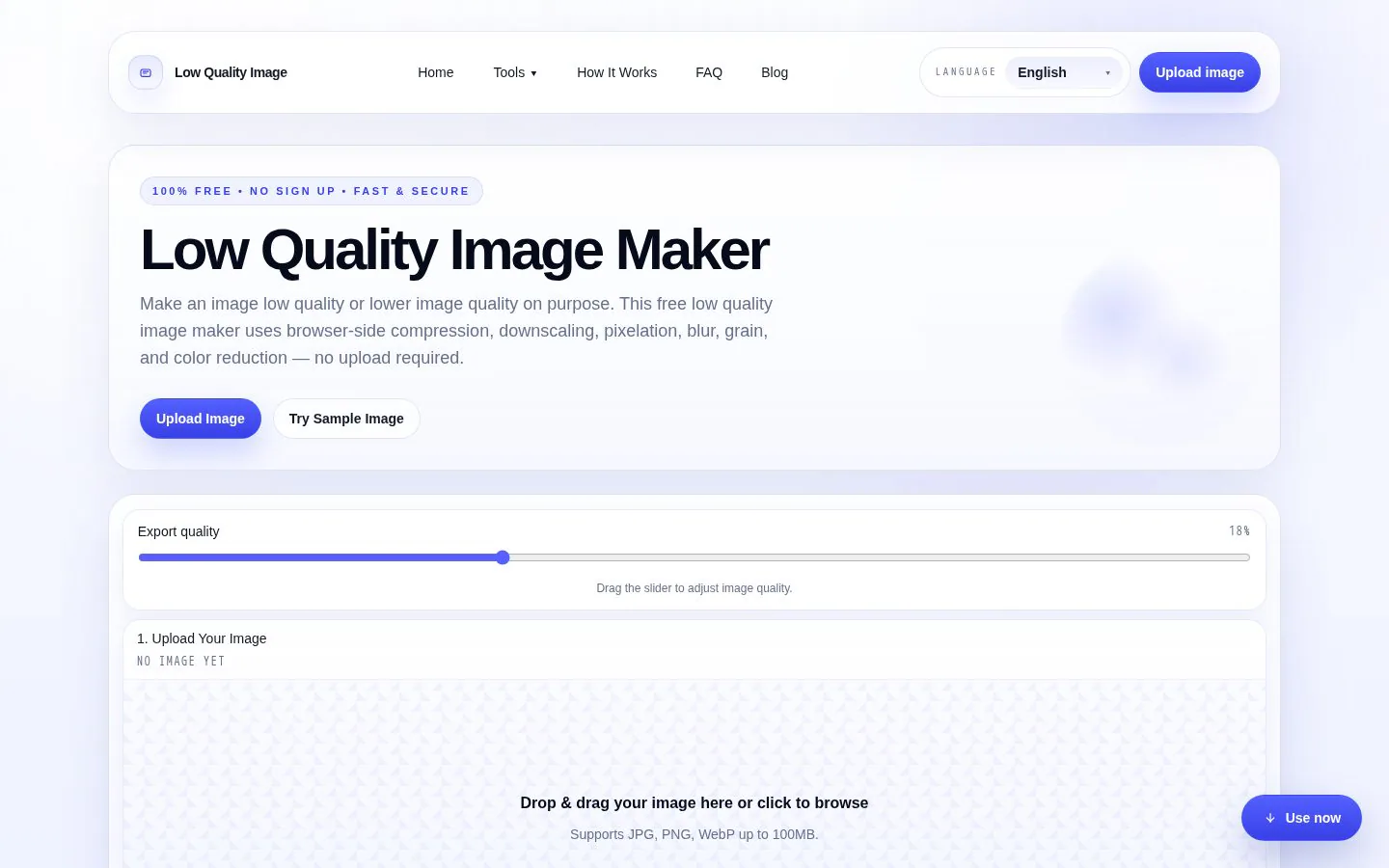 Homepage of lowqualityimage.xyz