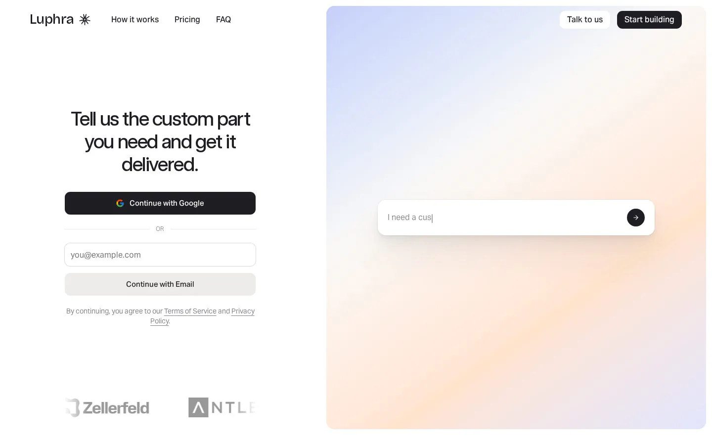 Luphra website homepage