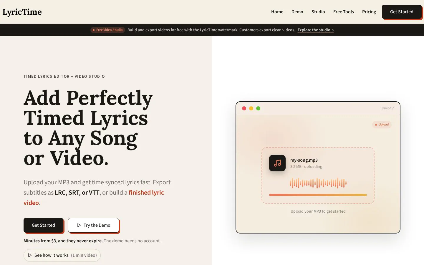 LyricTime website homepage