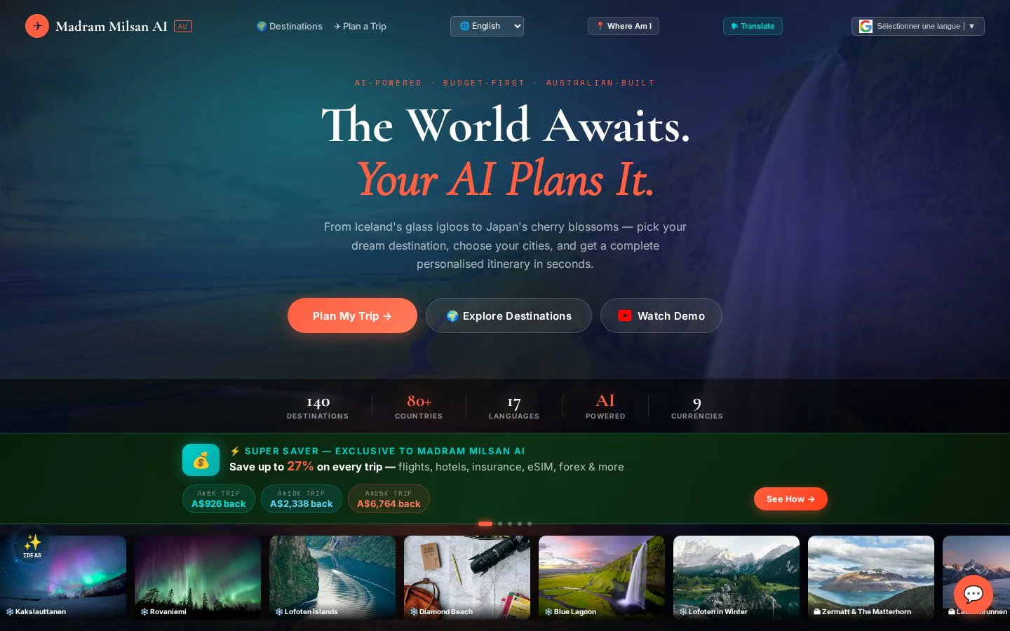 Madram Milsan aI website homepage