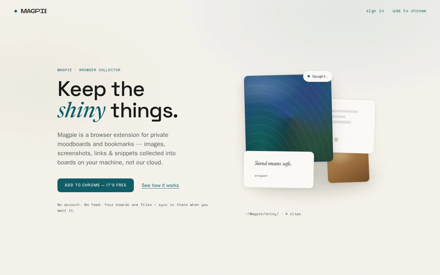 Magpie website homepage