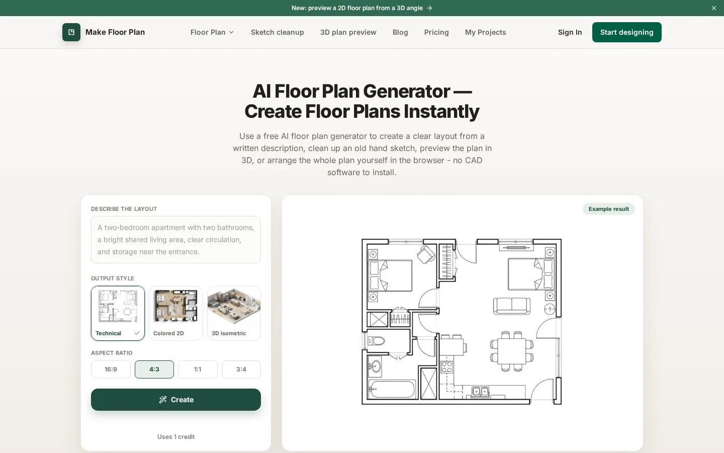 Homepage of makefloorplan.com