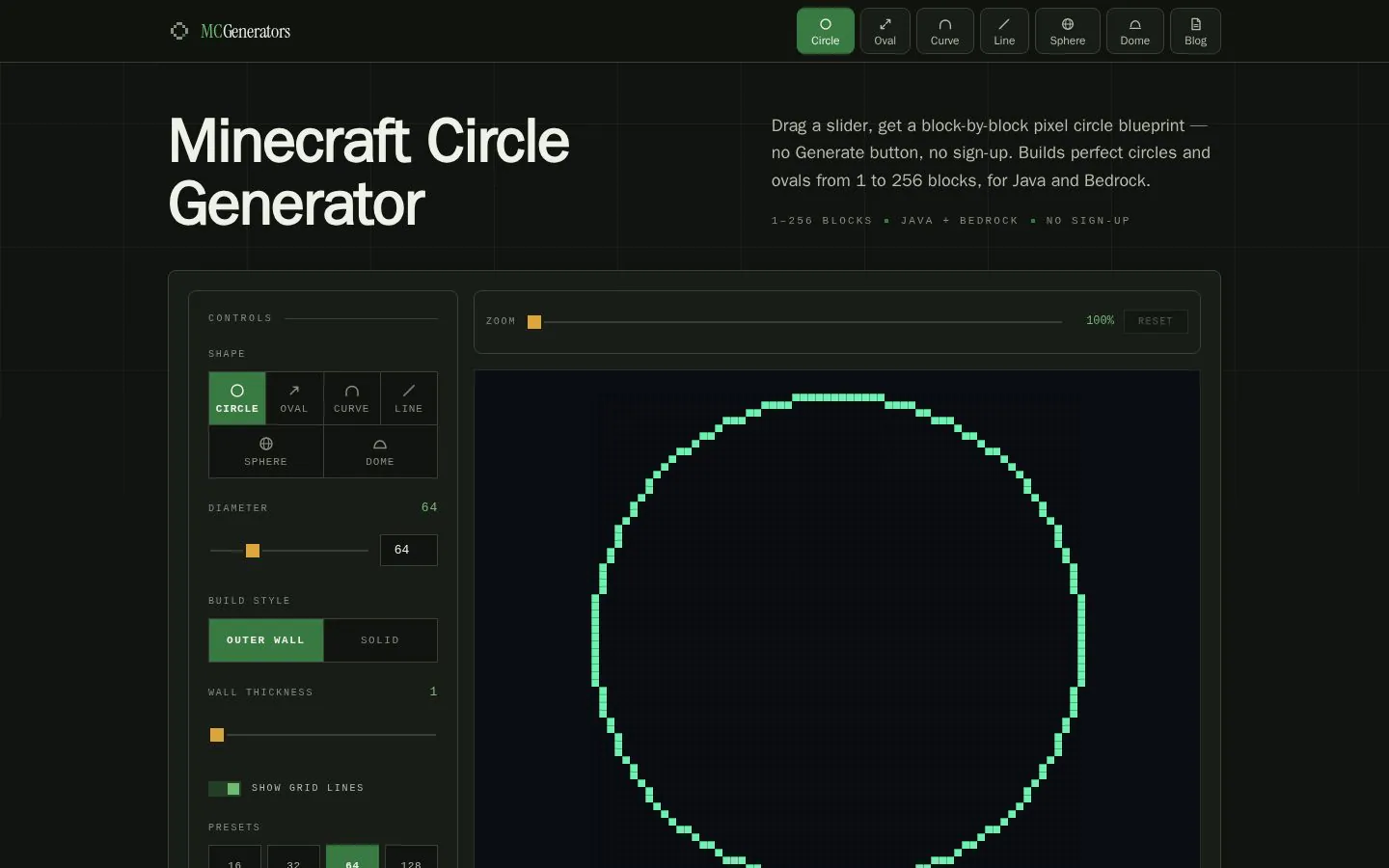Homepage of mcgenerators.com
