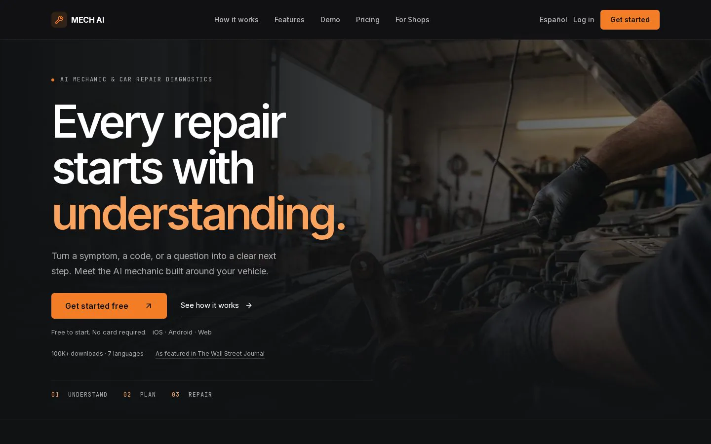MECH AI website homepage