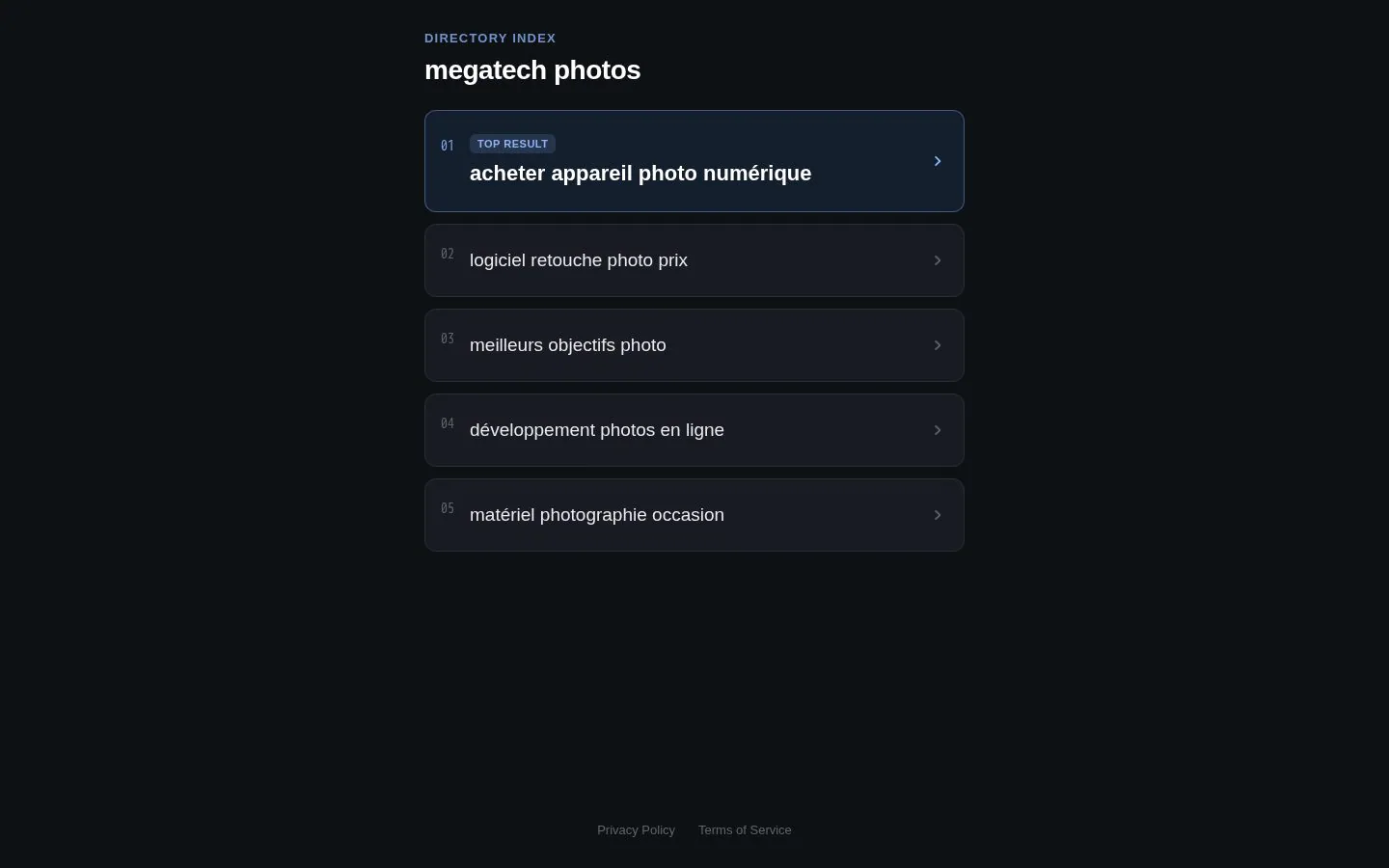 Megatech photos website homepage