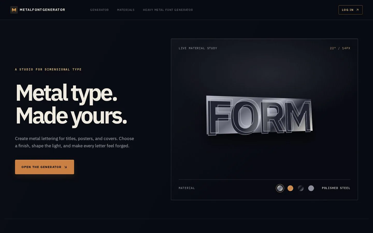 Homepage of metalfontgenerator.org