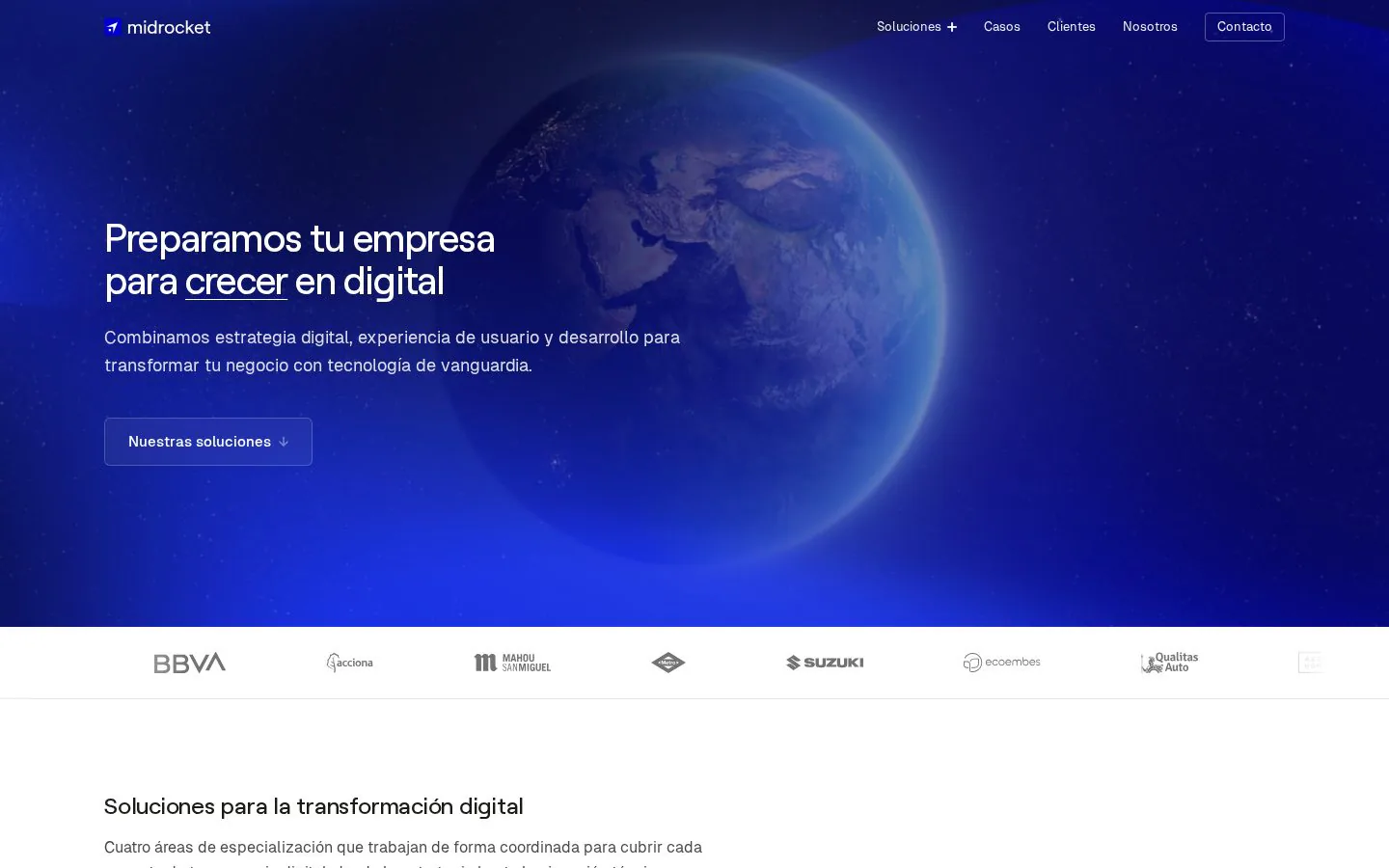 Midrocket website homepage