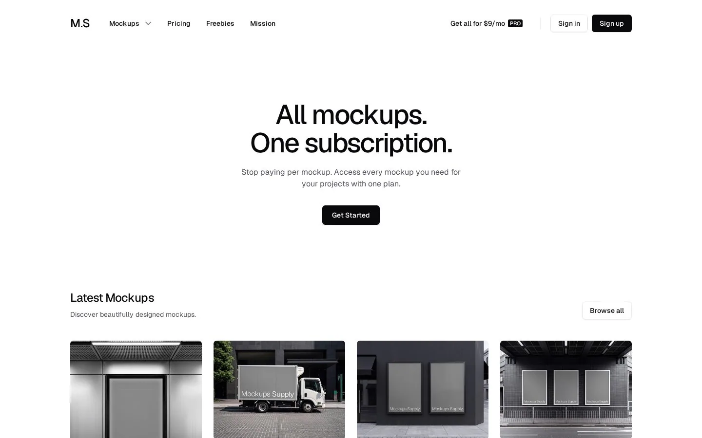 Mockups Supply website homepage