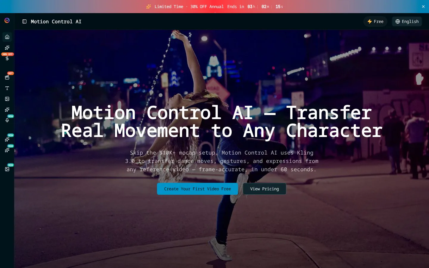 Motion Control AI website homepage