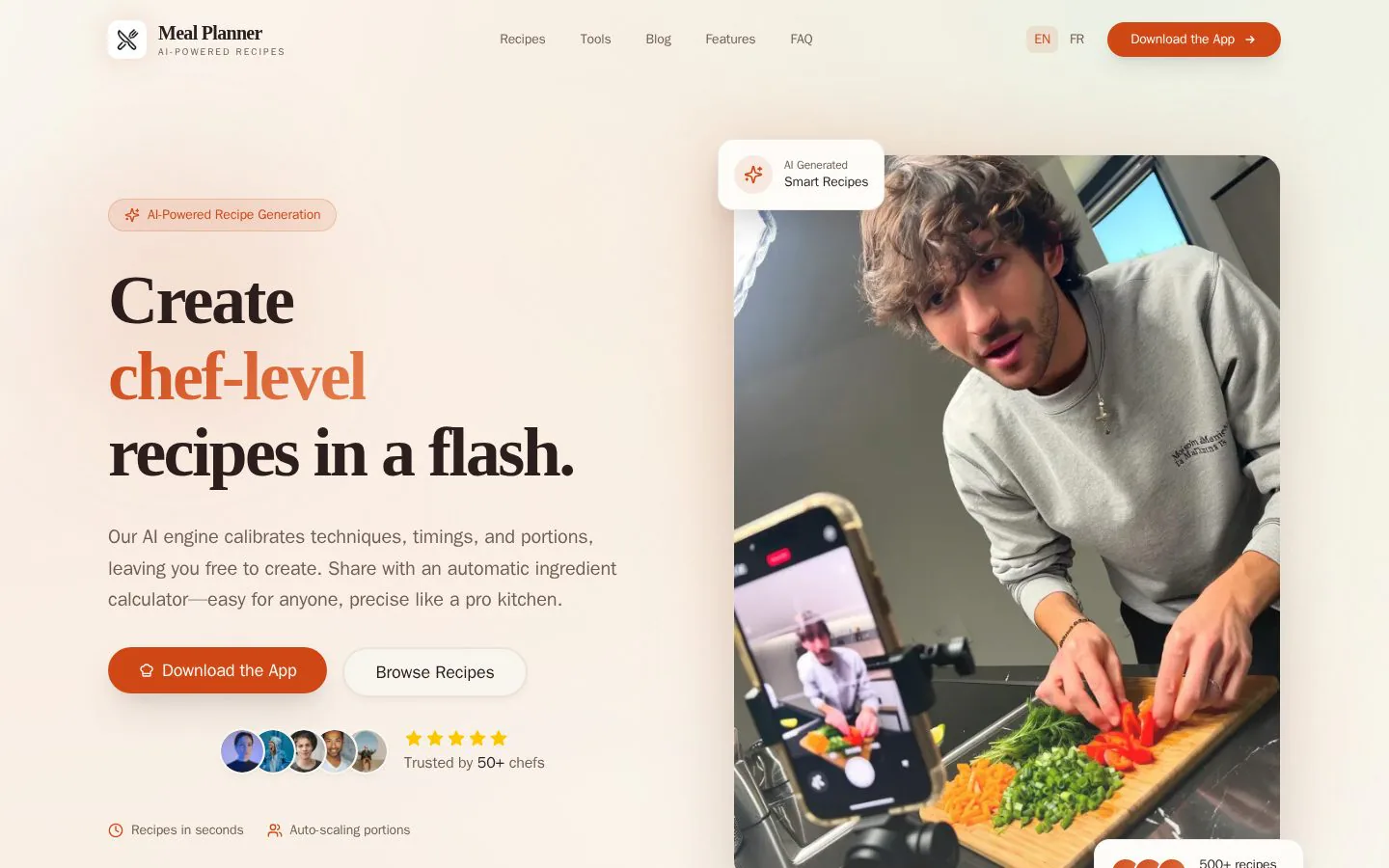 MyMenu website homepage
