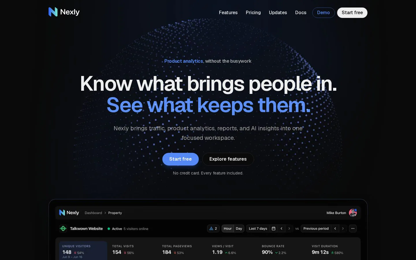Nexly website homepage