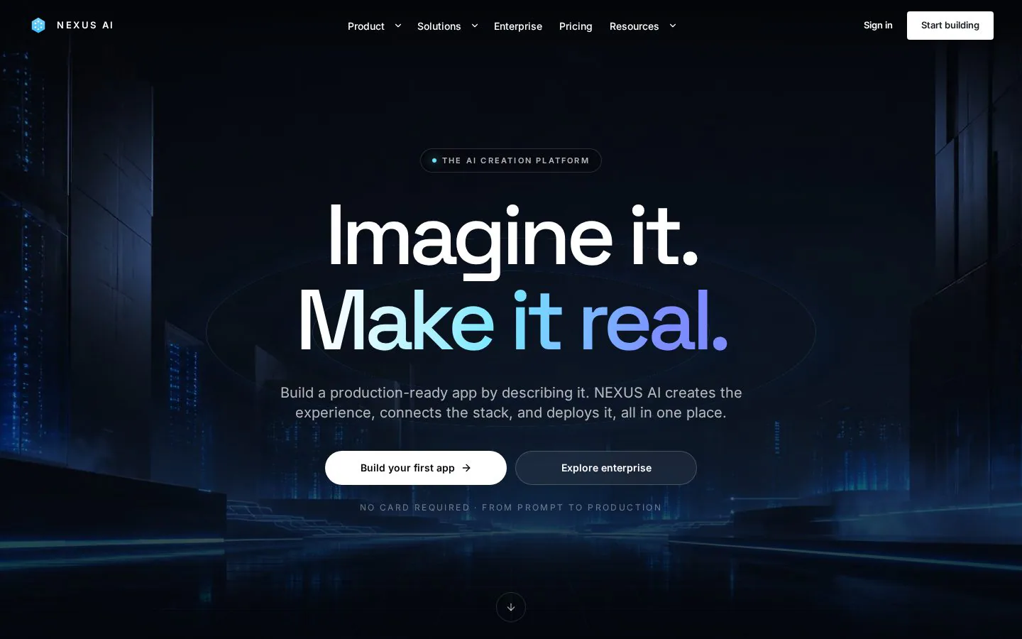 NEXUS AI website homepage