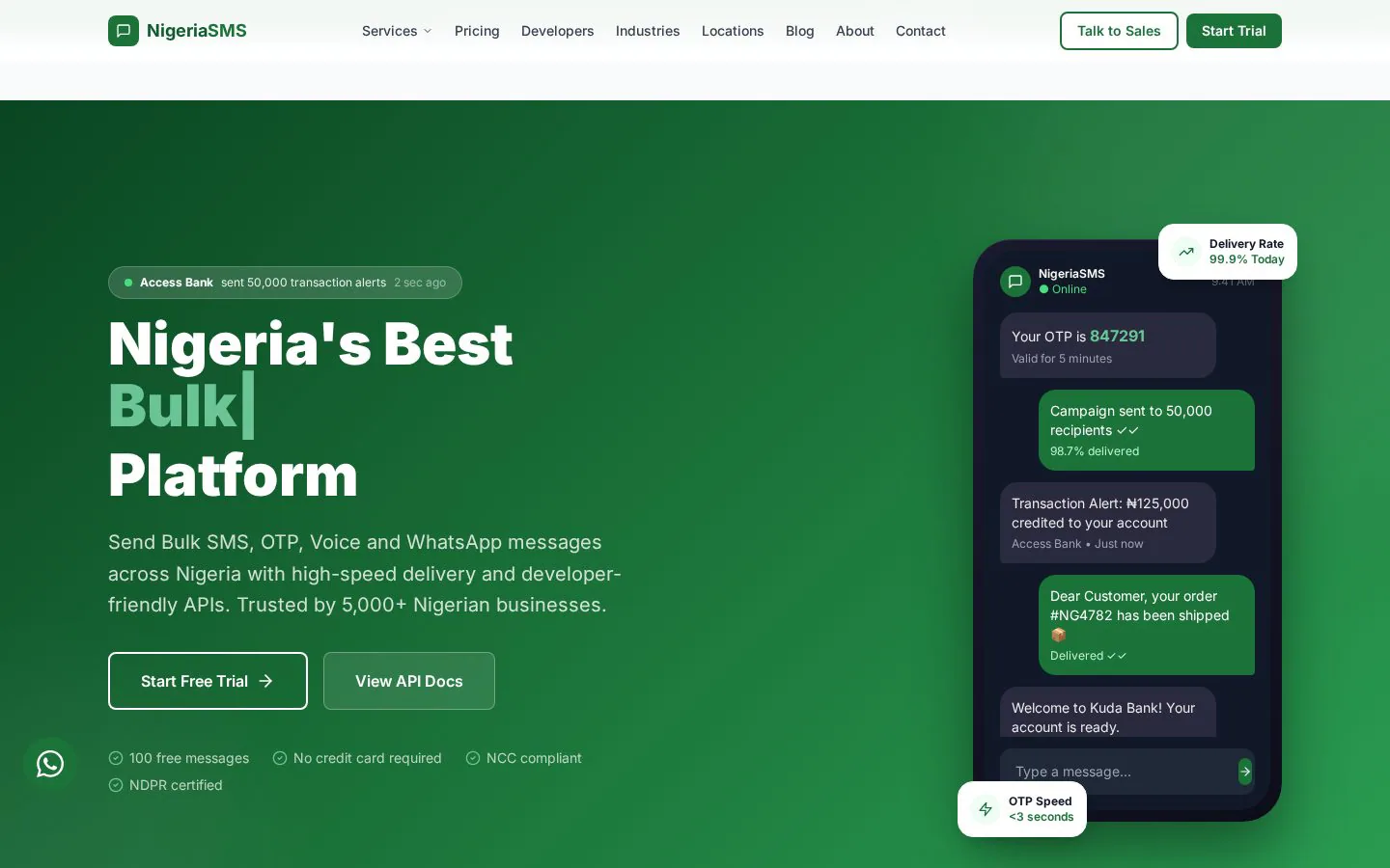 Homepage of nigeriasms.net