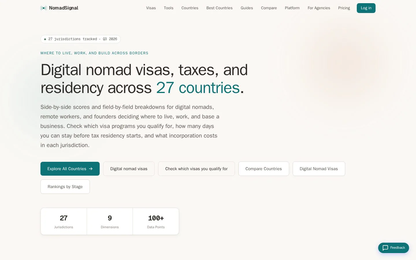 NomadSignal website homepage