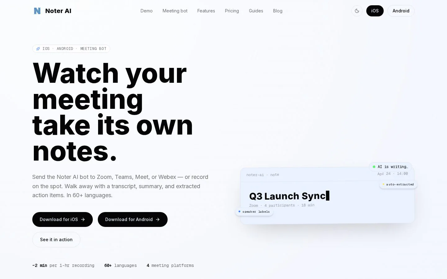 Noter AI product screenshot 1