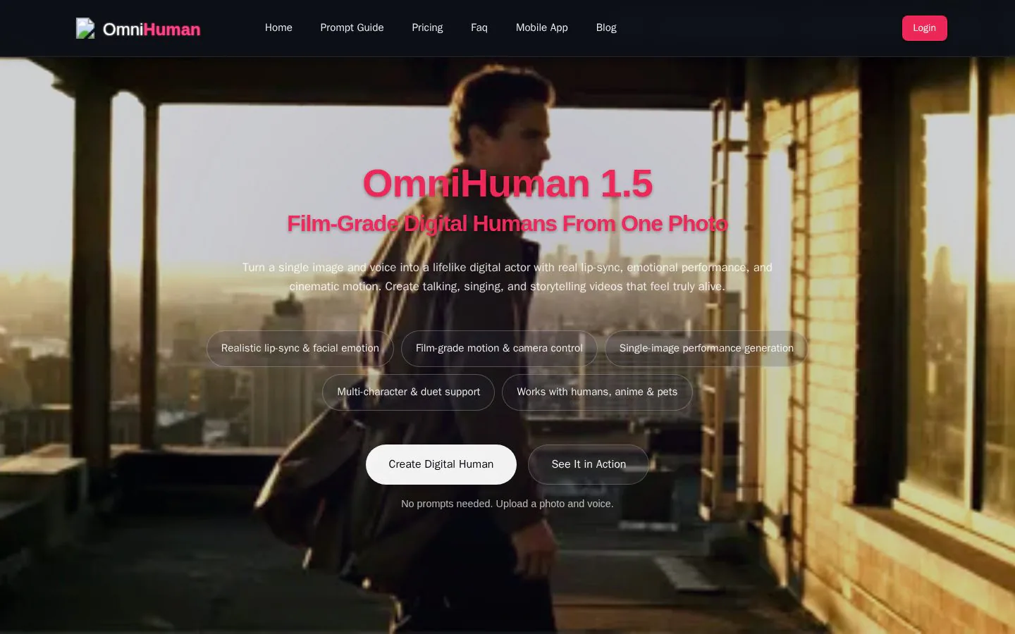 OmniHuman 1.5: Film-Grade Digital Human and True Lip-Sync website homepage