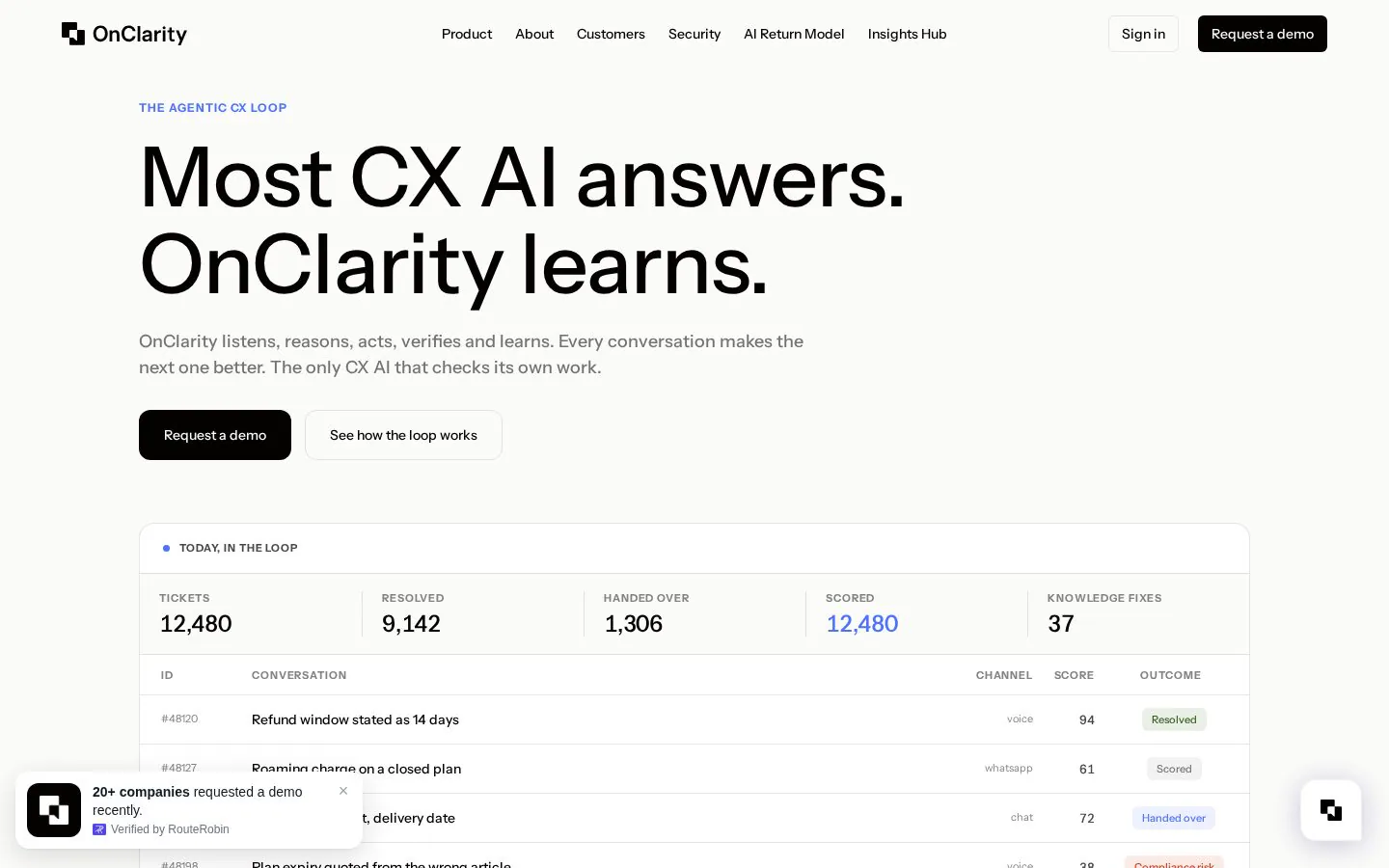 OnClarity website homepage