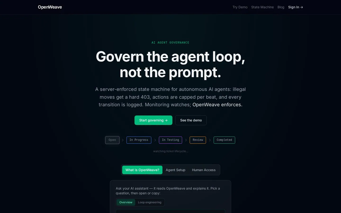 OpenWeave website homepage