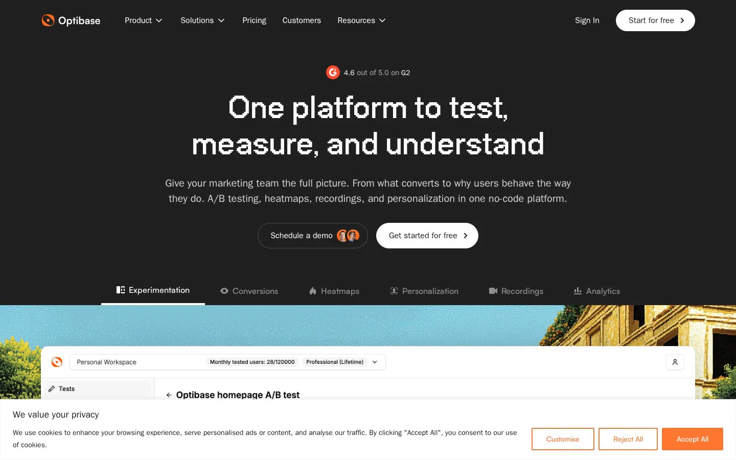 Optibase website homepage