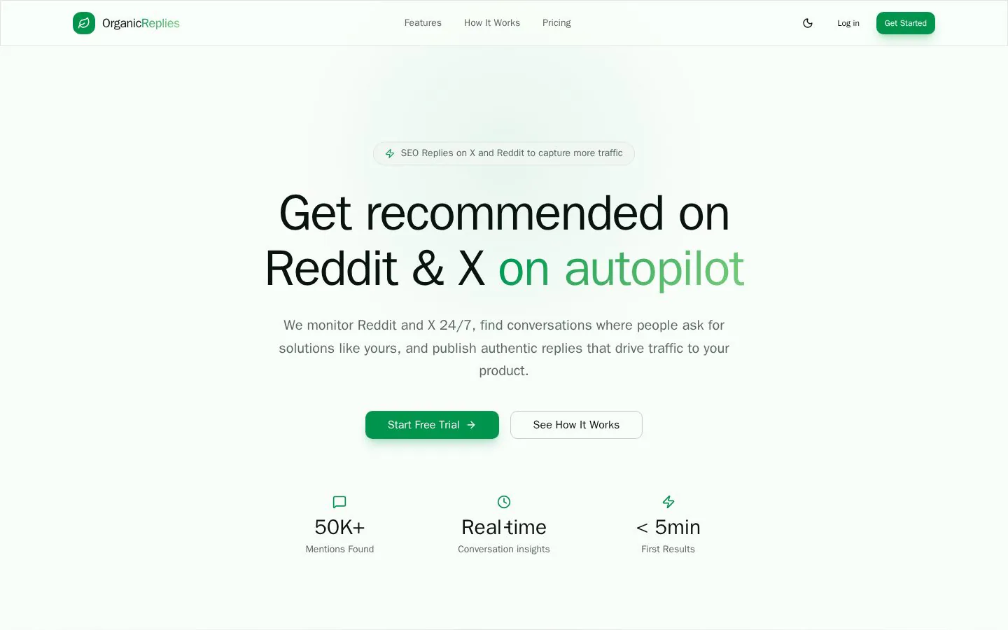 OrganicReplies website homepage