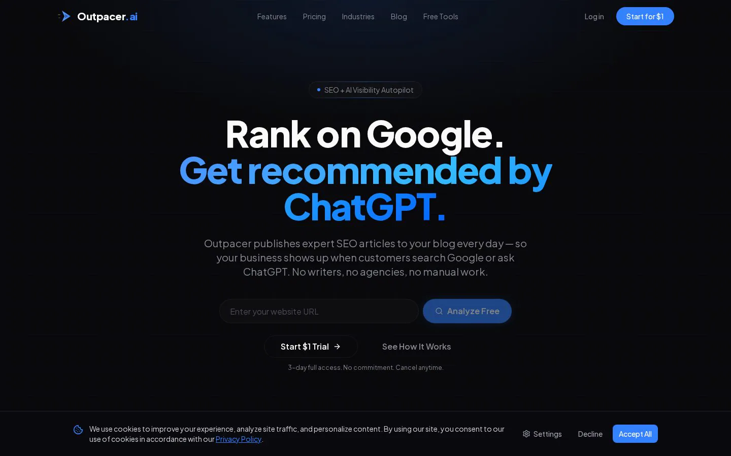 Outpacer.ai website homepage