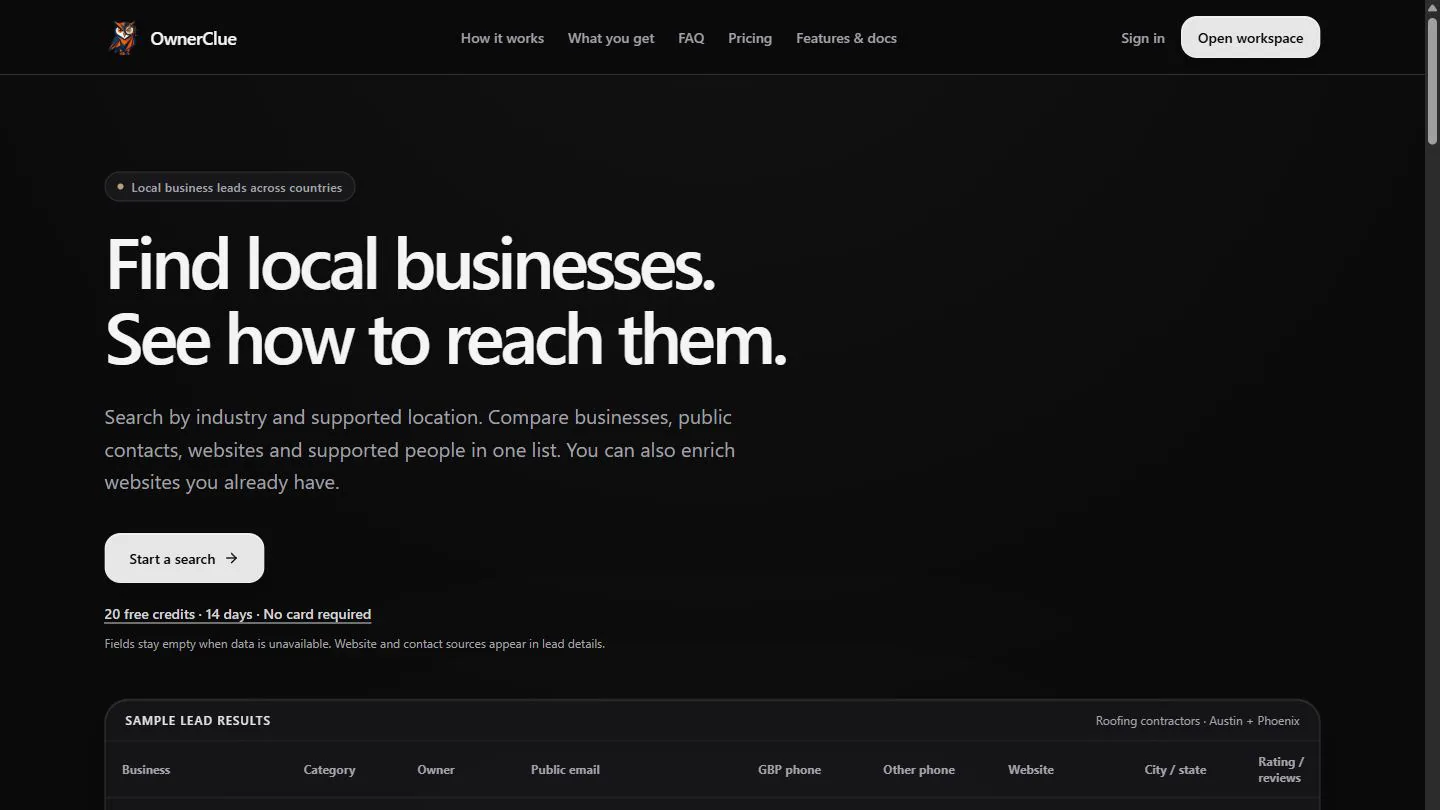 OwnerClue product screenshot