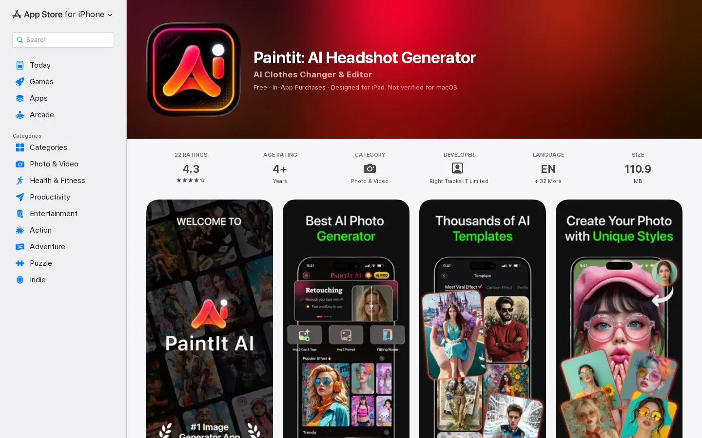 PaintIt AI: AI Image Generator App website homepage