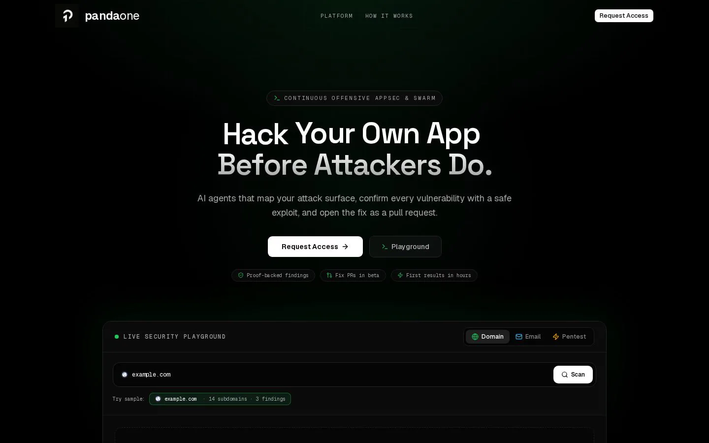 Homepage of pandaone.dev