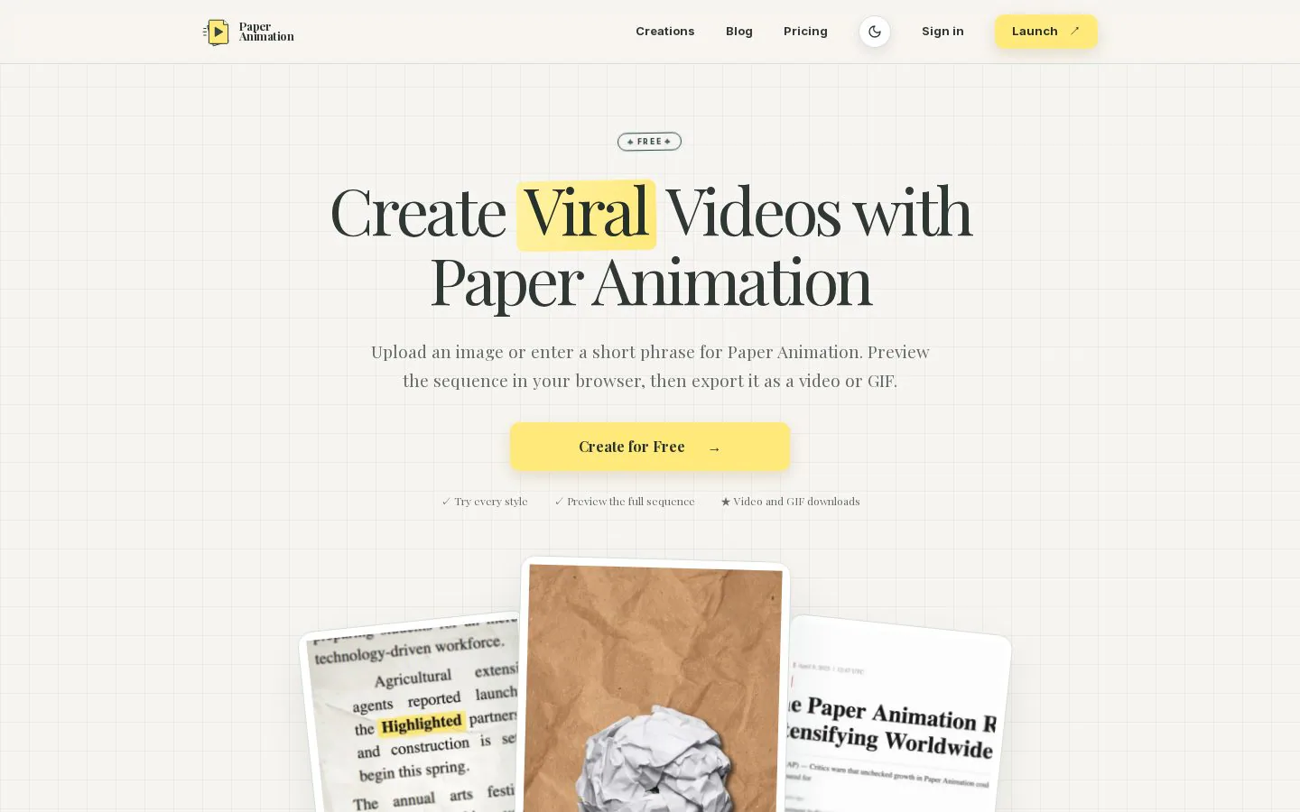 Homepage of paperanimation.net