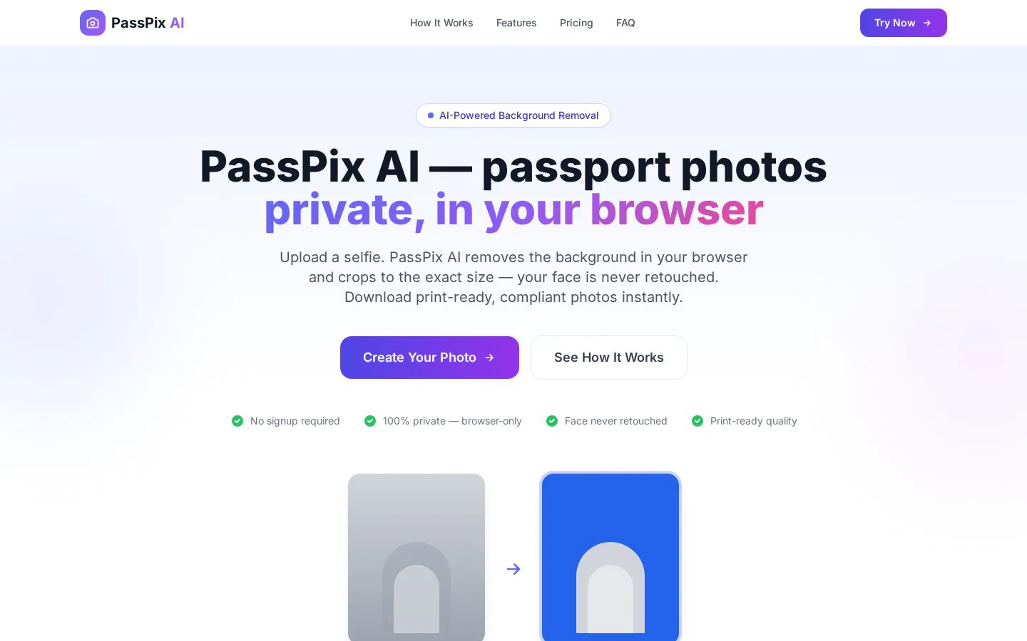 PassPix AI website homepage