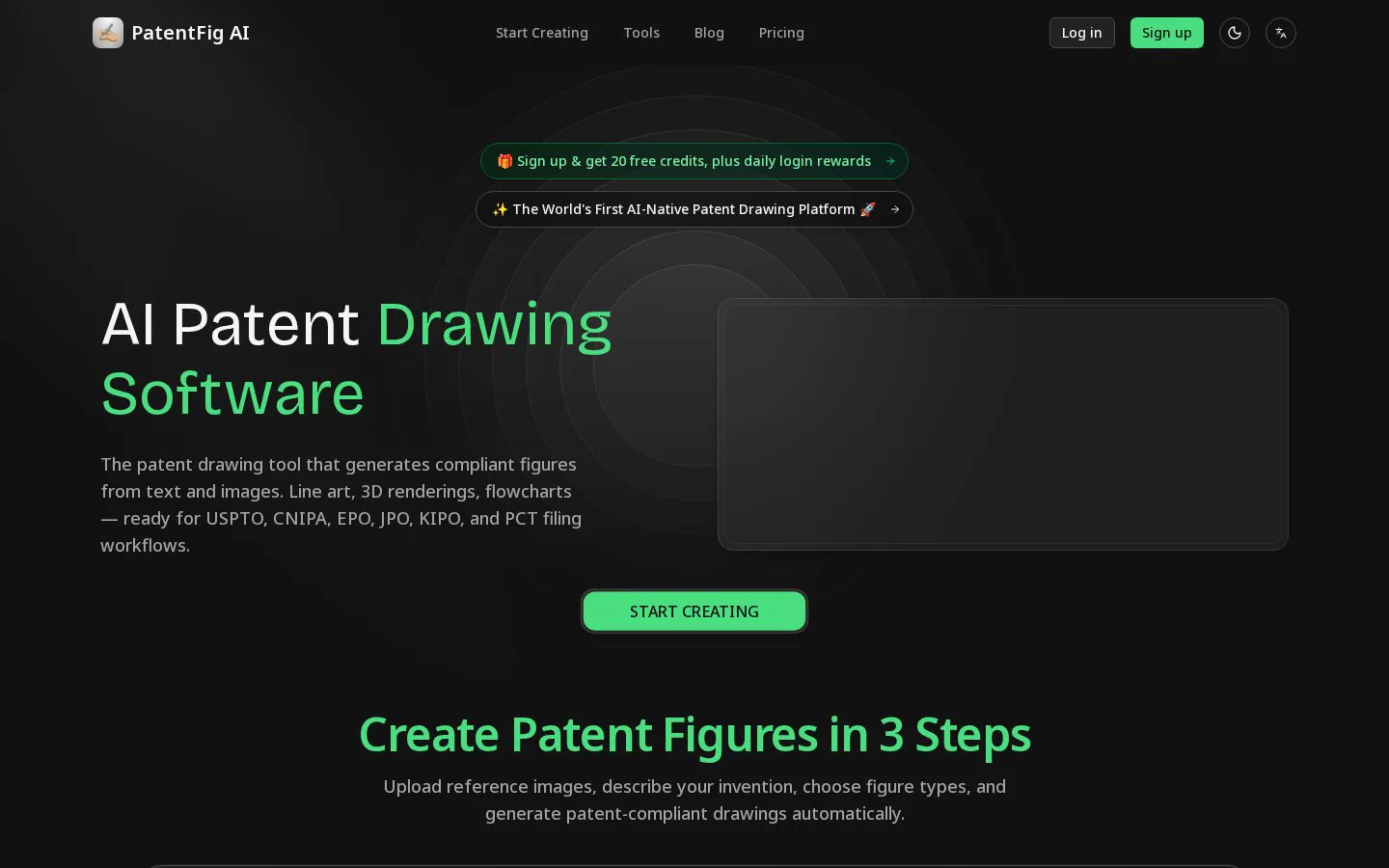 PatentFig AI website homepage