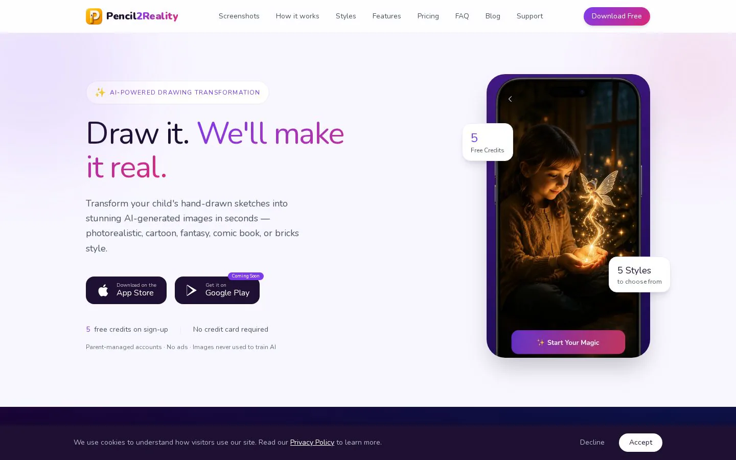 Pencil2Reality website homepage