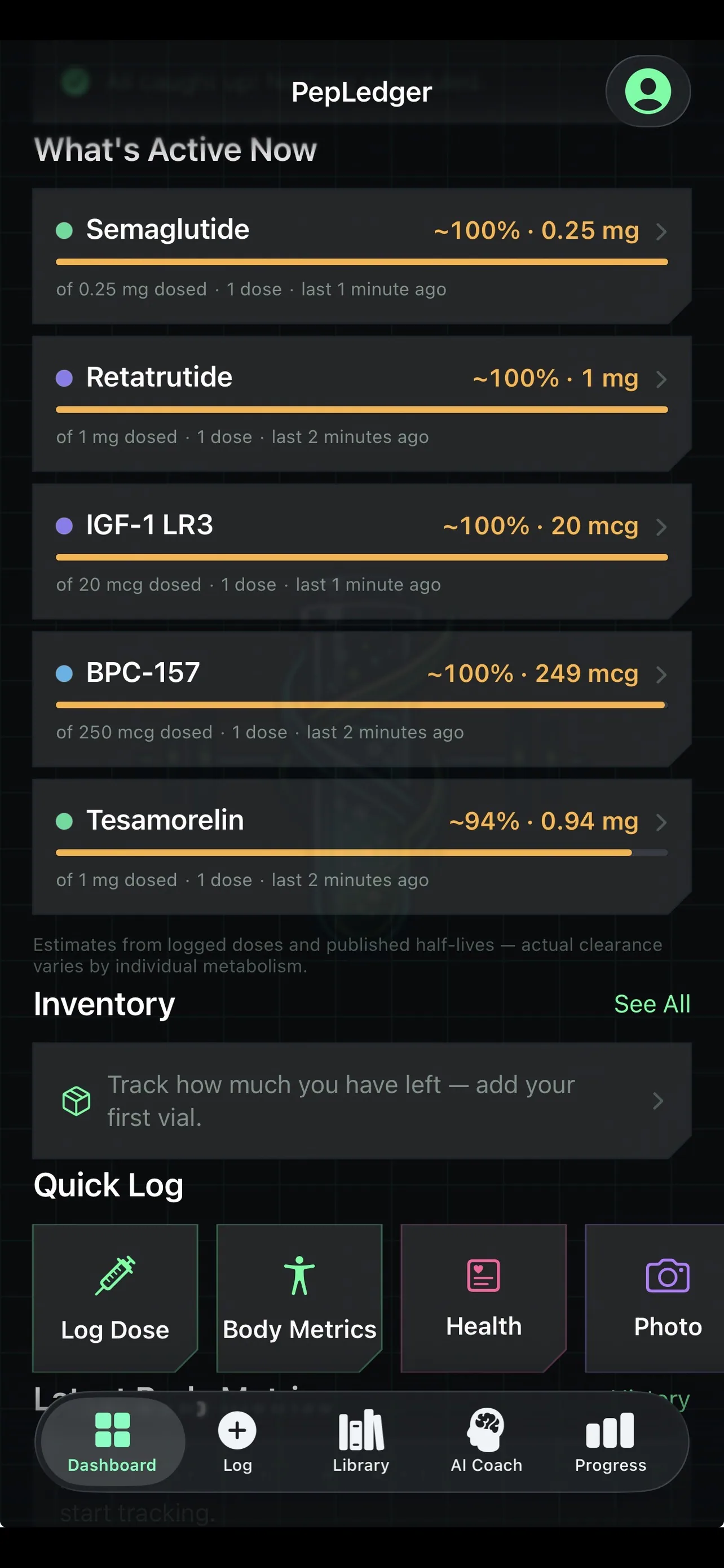PepLedger – Peptide Tracker screenshot on IndieTools