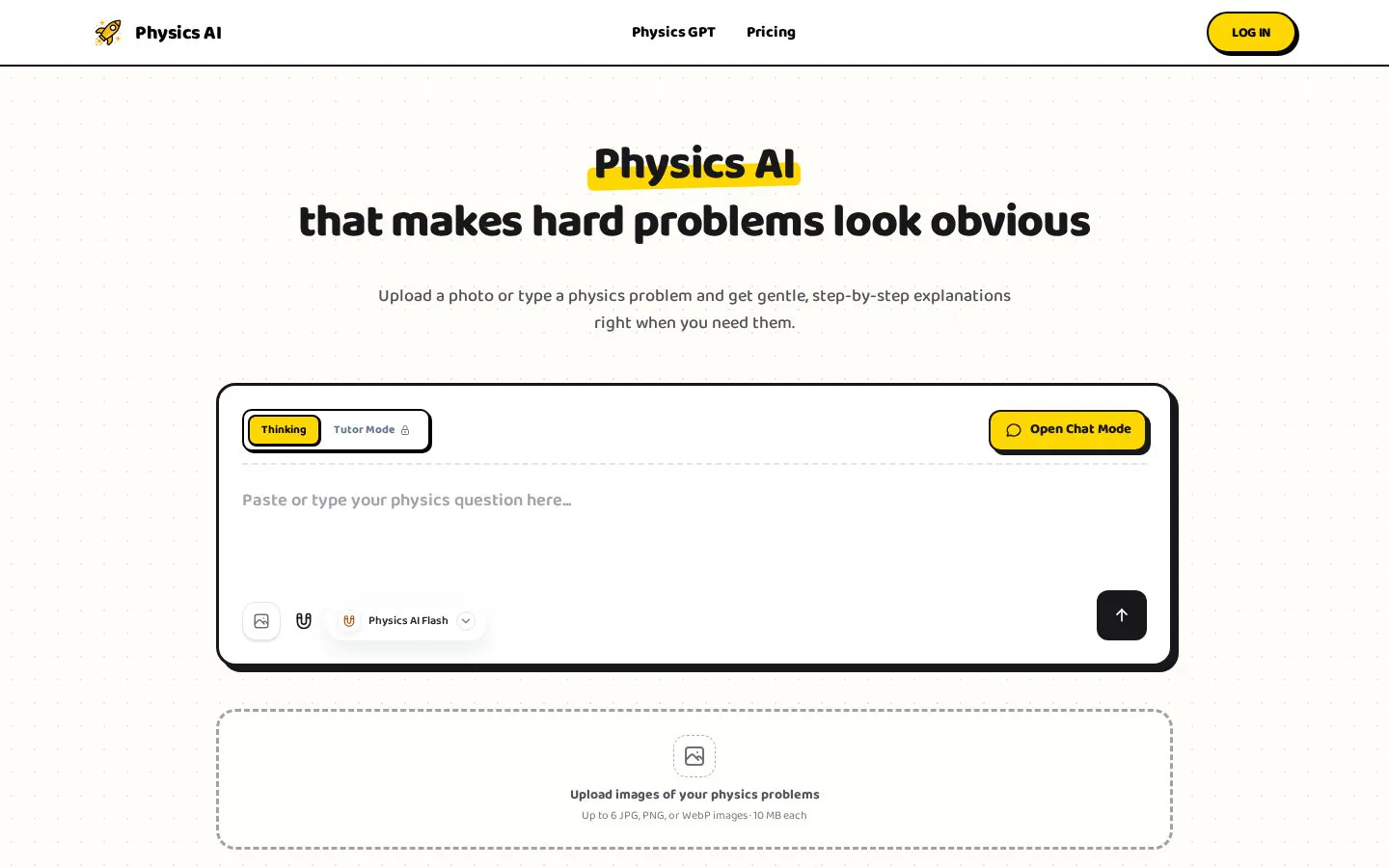 Physics AI website homepage