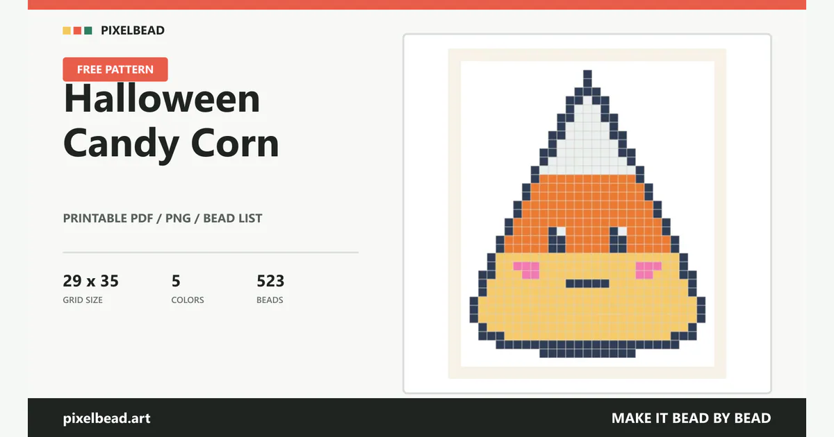 Pixelbead Halloween Candy Corn free bead pattern product page