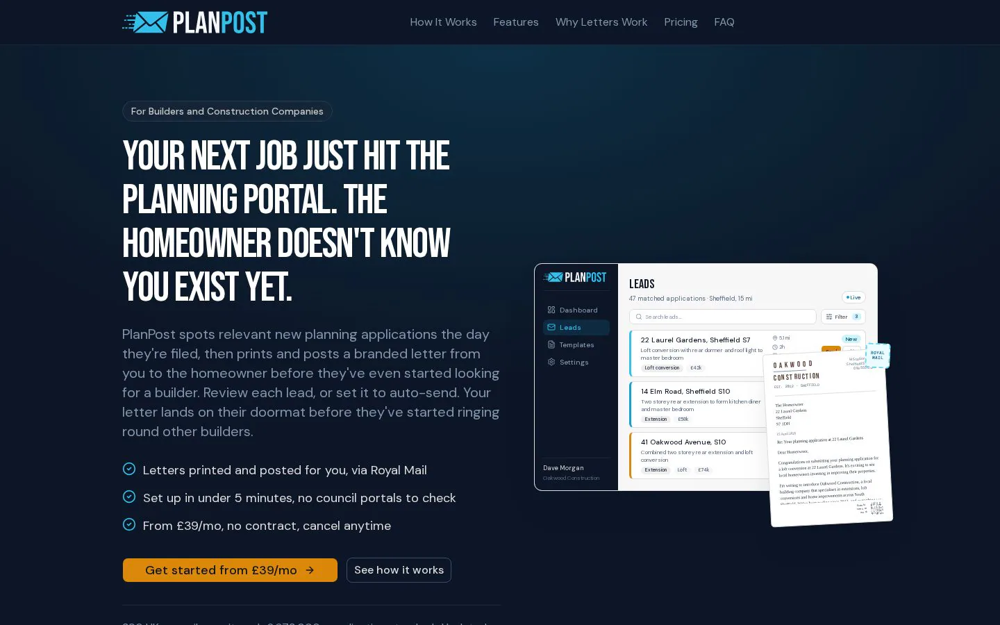 PlanPost website homepage