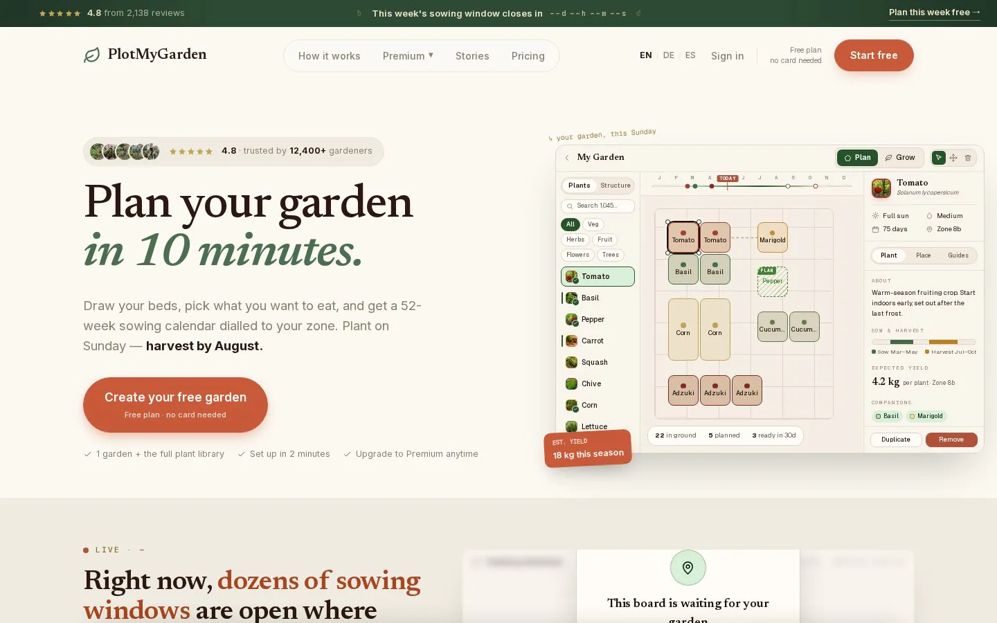 PlotMyGarden website homepage