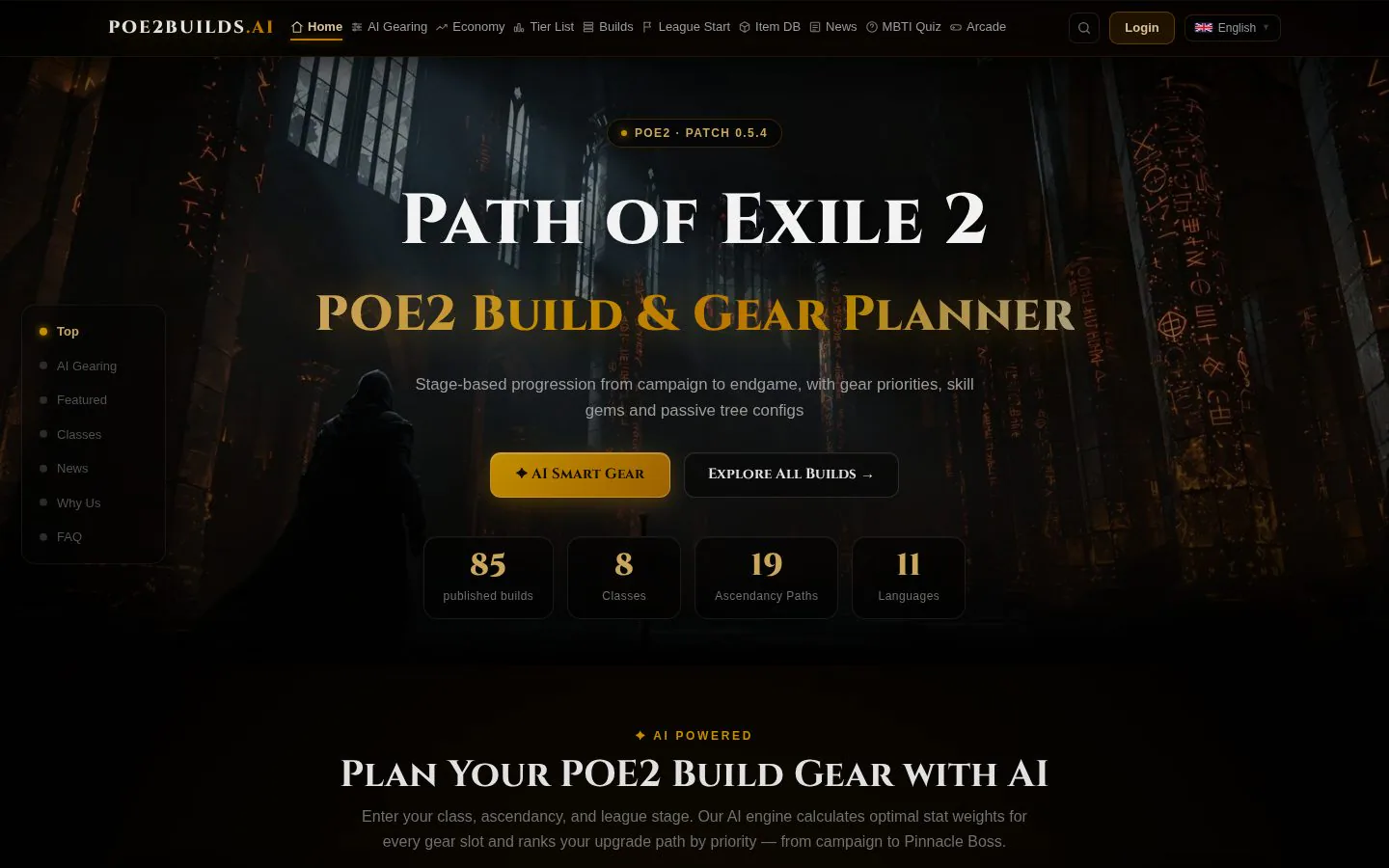 POE2 Builds website homepage